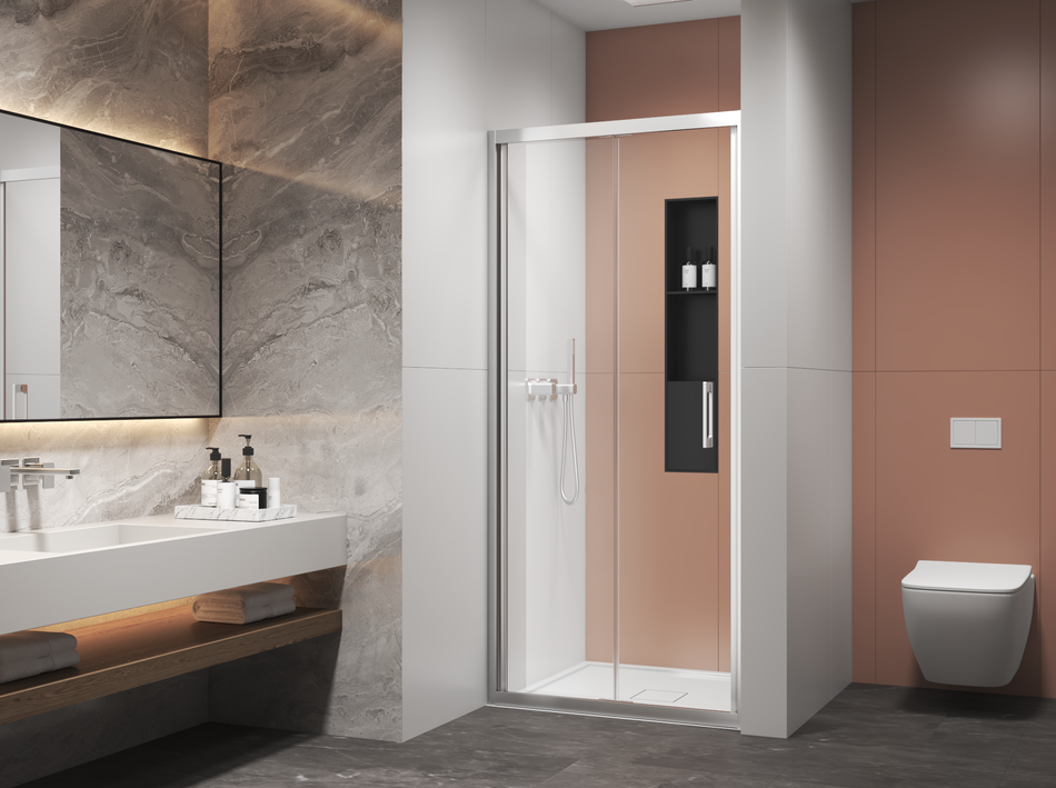 AQURA Front Bi-Fold Shower Door – Chrome – Multiple Sizes Available