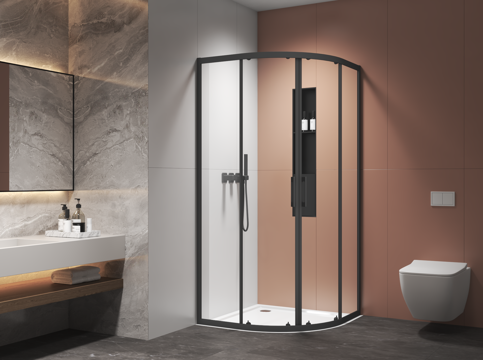 AQURA Quadrant Shower Enclosure – Black – Multiple Sizes Available