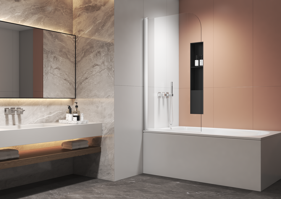 AQURA Round Bath Screen – 800mm x 1400mm – Chrome