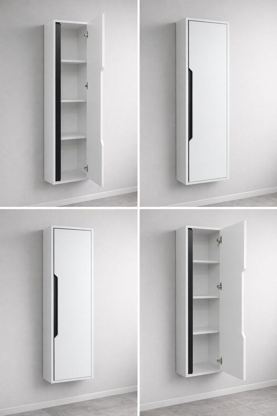Galia 1380mm White Gloss Wall Hung Tall Storage Unit