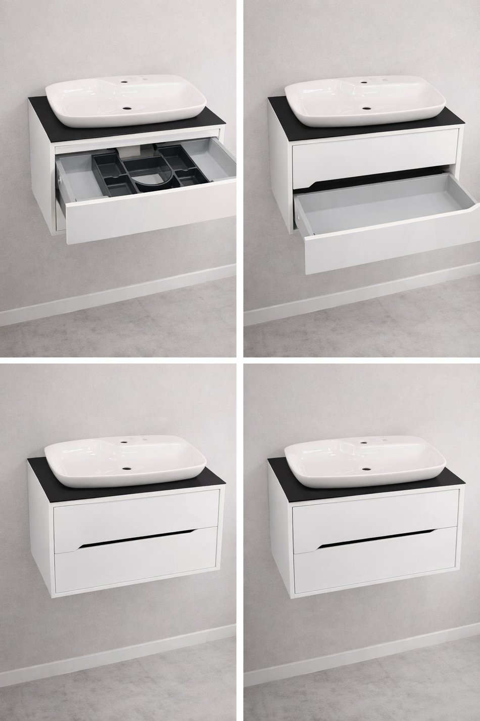 Galia White Gloss Wall Hung Vanity Unit – 800mm