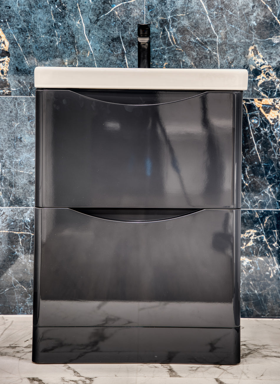 Sirius 600mm PVC Floor Standing Vanity Unit - Anthracite Gloss