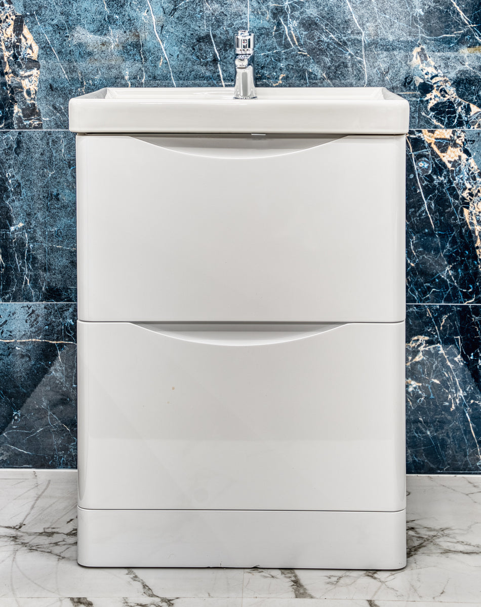Sirius 600mm PVC Floor Staning Vanity Unit - White Gloss