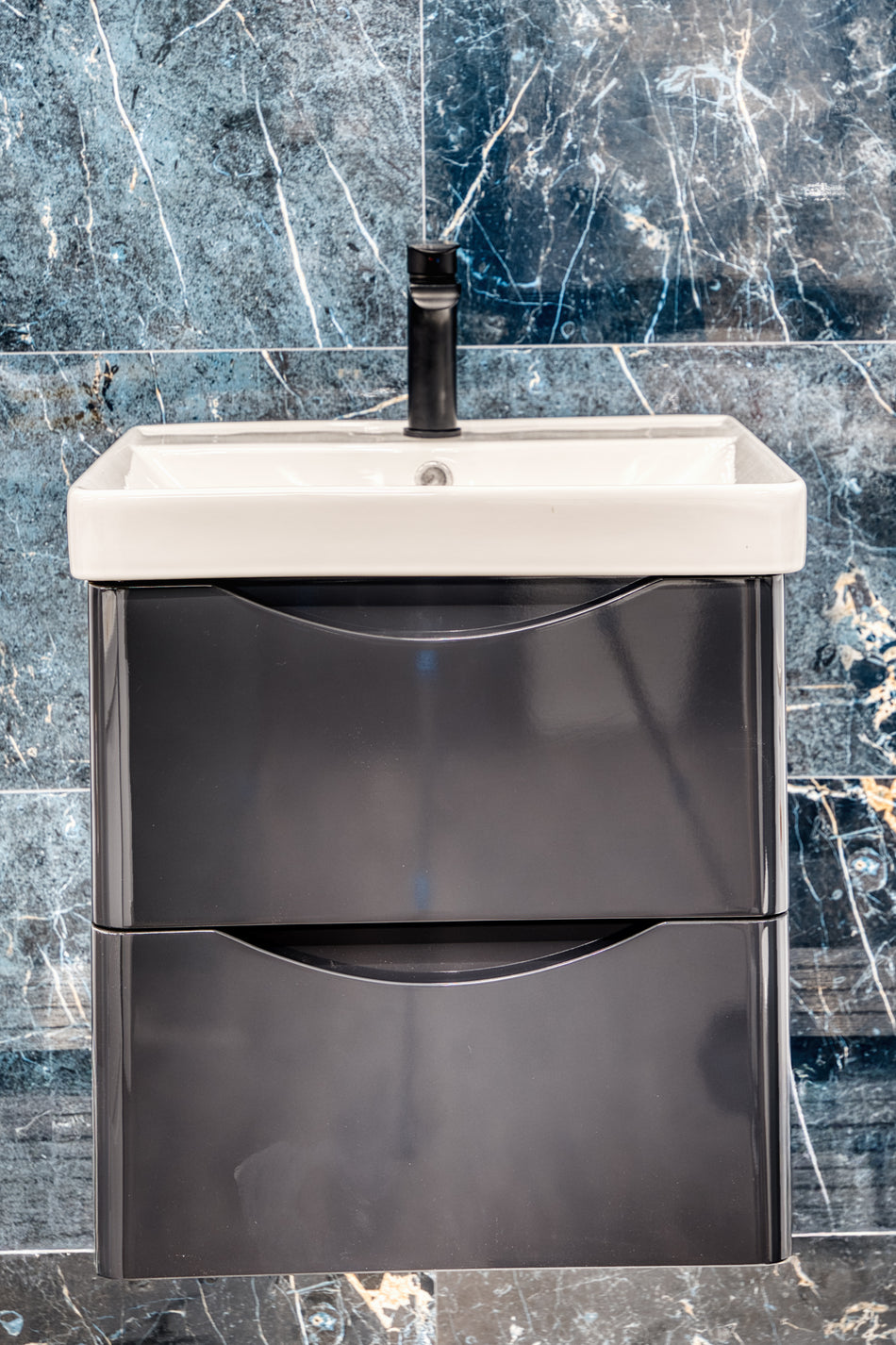 Sirius 500mm PVC Wall Hung Vanity Unit - Anthracite Gloss