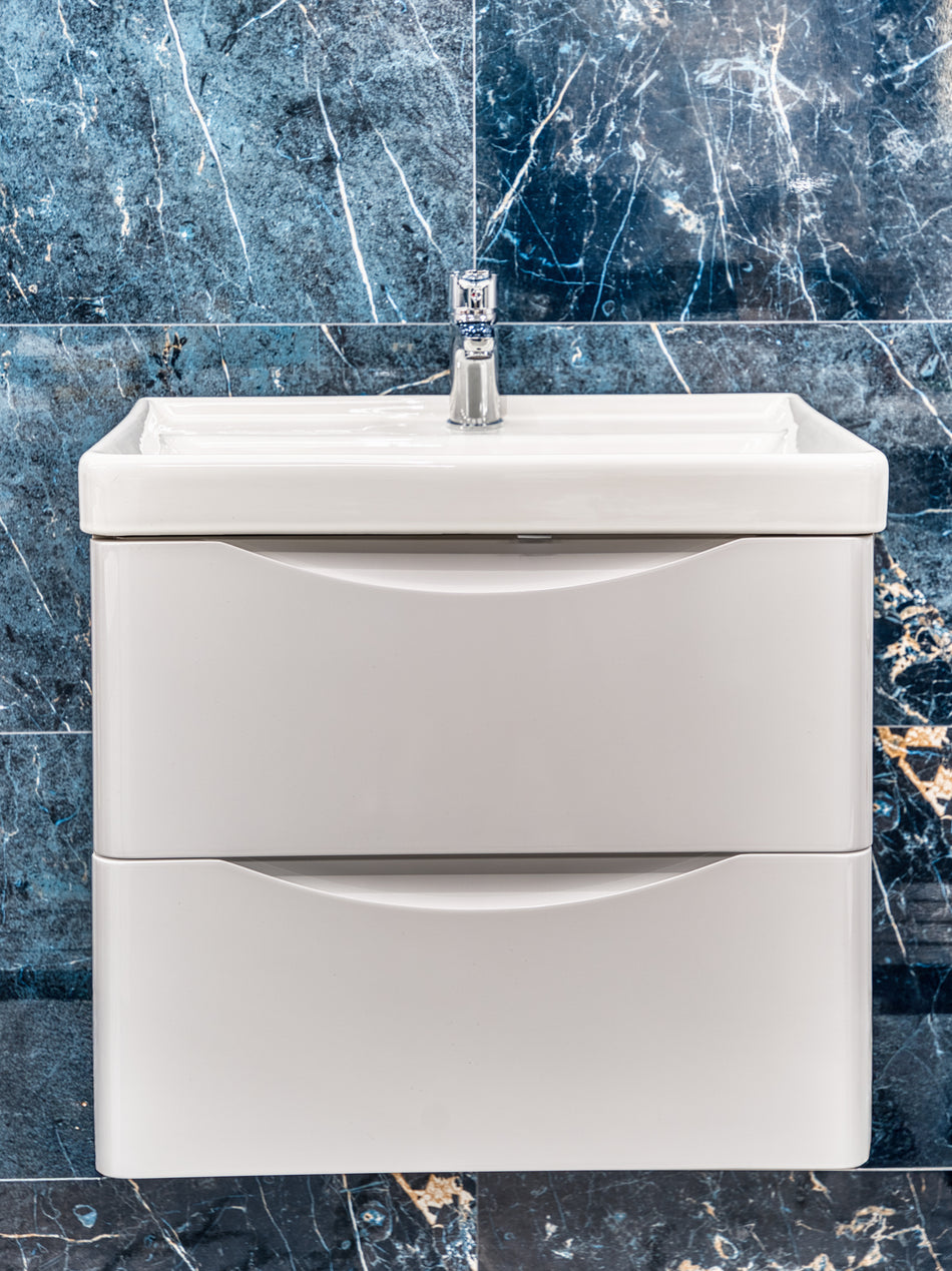 Sirius 600mm PVC Wall Hung Vanity Unit - White Gloss