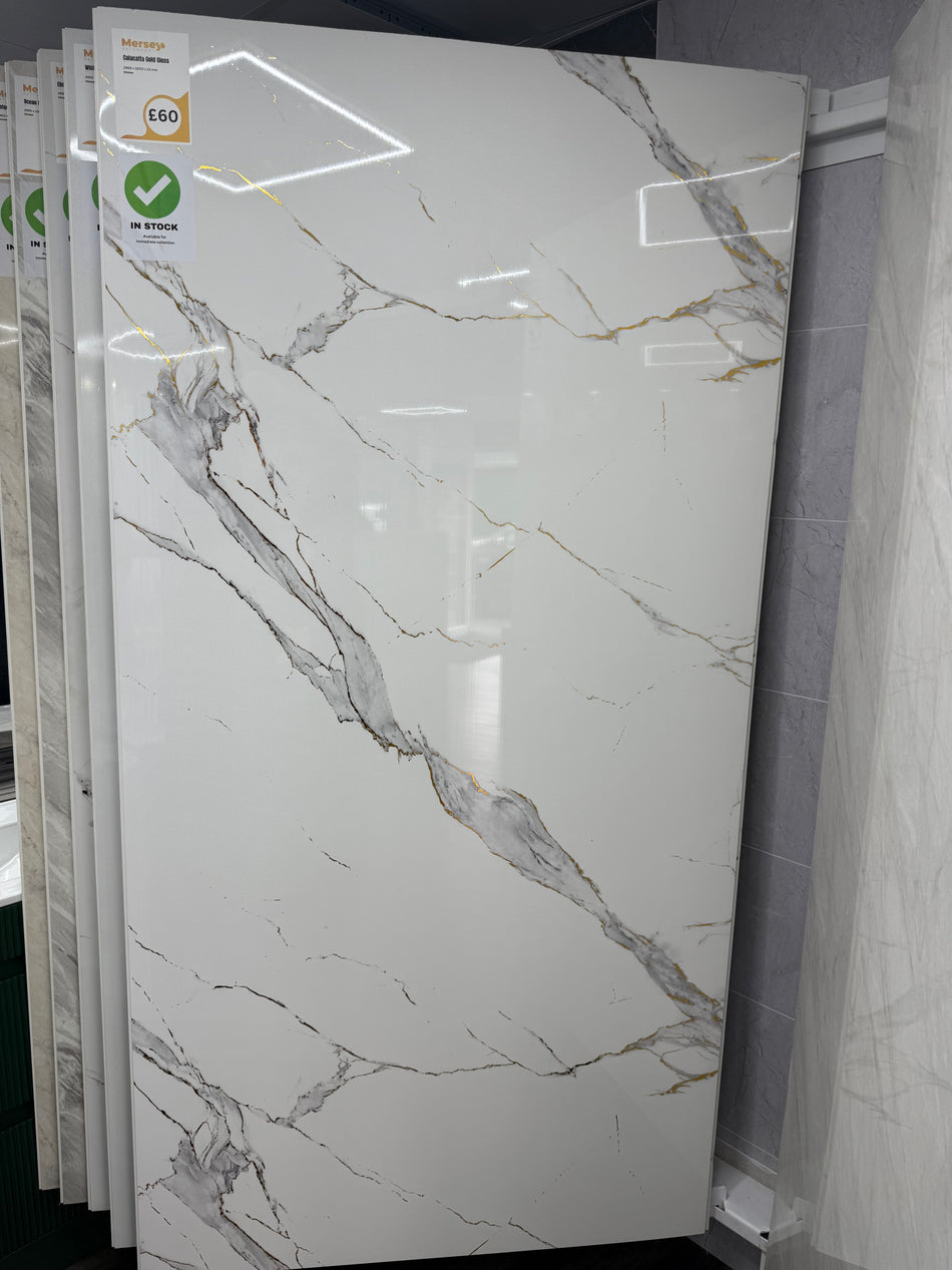 Calacatta Gold Gloss PVC Panel - 2400 x 1000 x 10mm