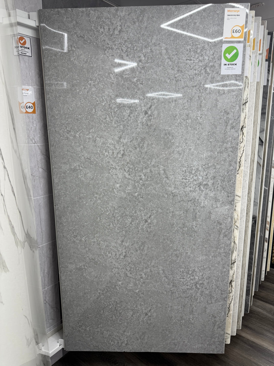 Concrete Grey Gloss PVC Panel - 2400 x 1000 x 10mm