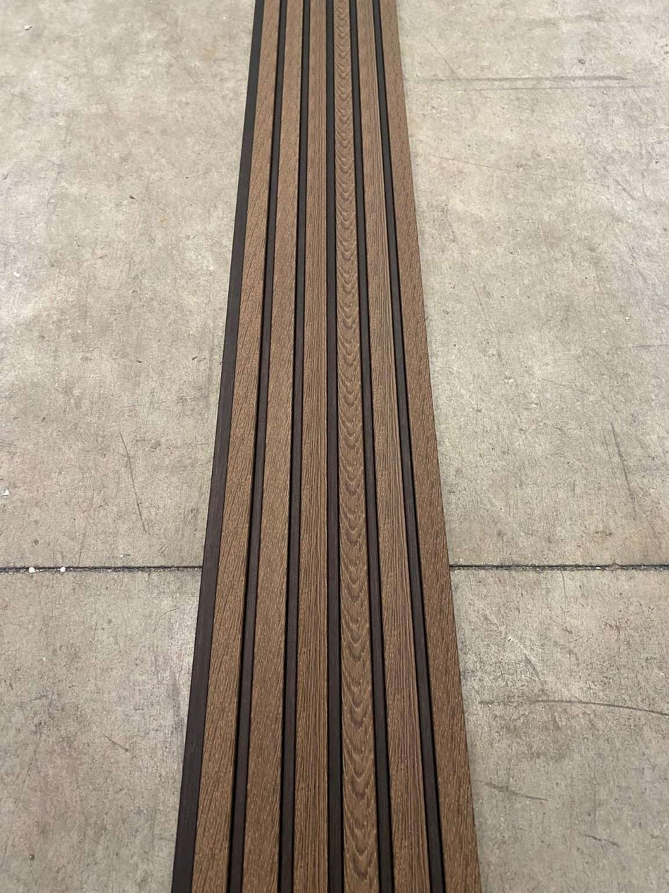 Decorative 3 PVC Slat Panel – Brown Oak 122×12.5x2800mm