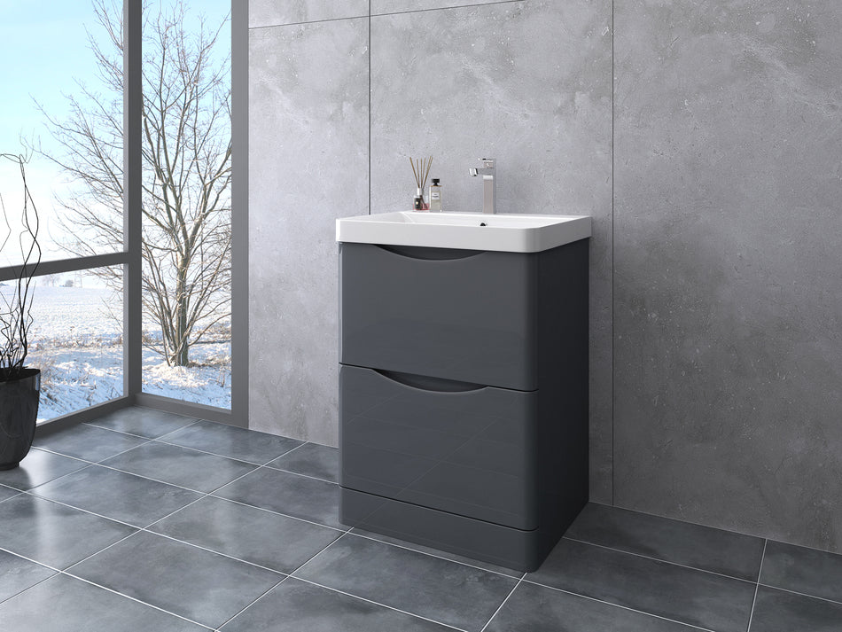 Sirius 500mm PVC Floor Staning Vanity Unit - Anthracite Gloss