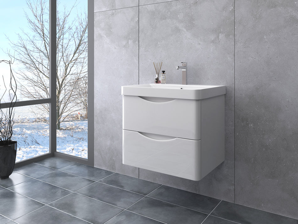Sirius 500mm PVC Wall Hung Vanity Unit - White Gloss