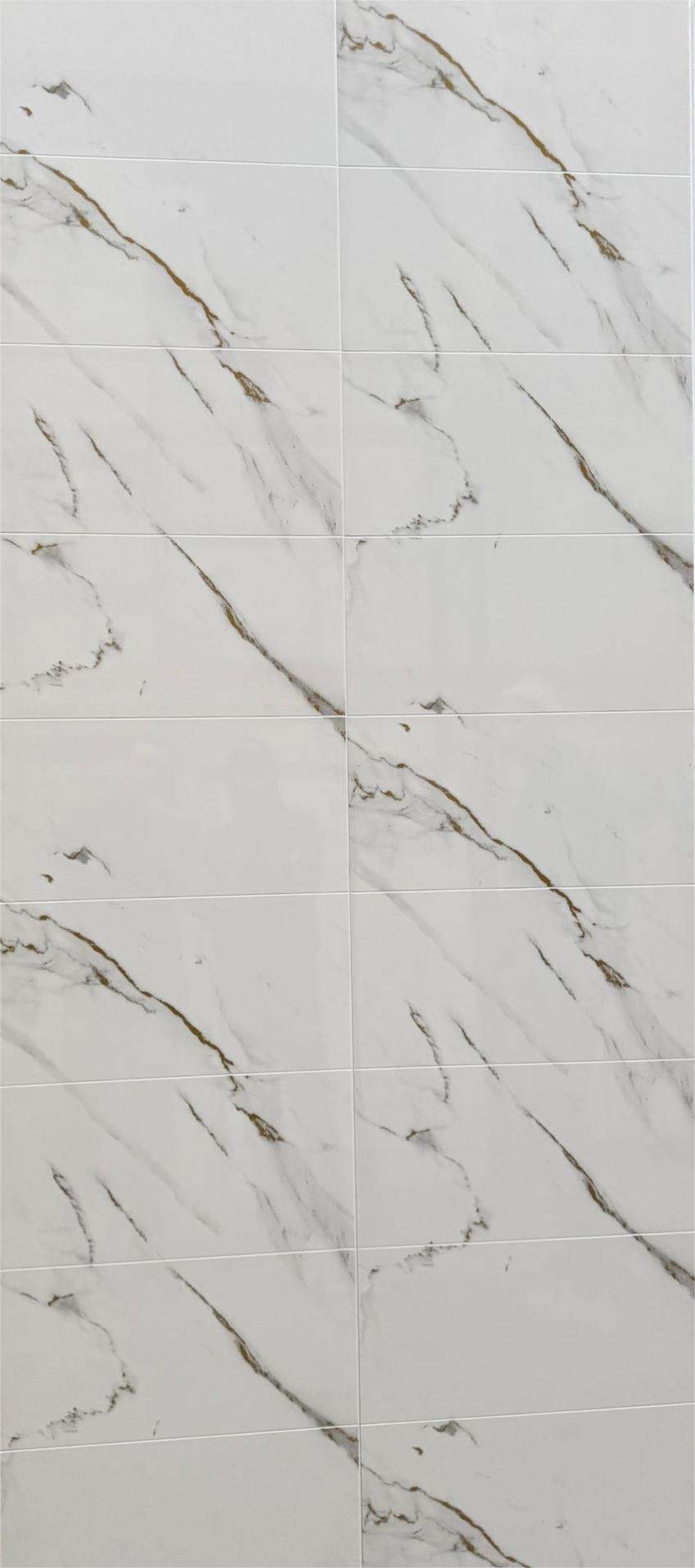 Gold Marble Gloss Cut-Tile 600mm PVC Wall Panel