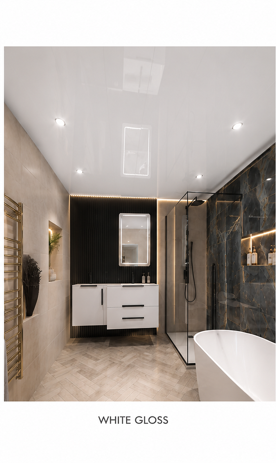 White Gloss Ceiling PVC Panel  2900x250x8mm