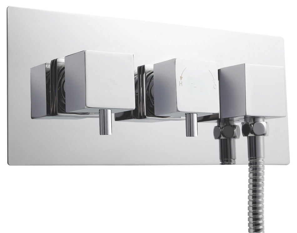 Square Showers Twin Thermostatic Shower Valve With Diverter