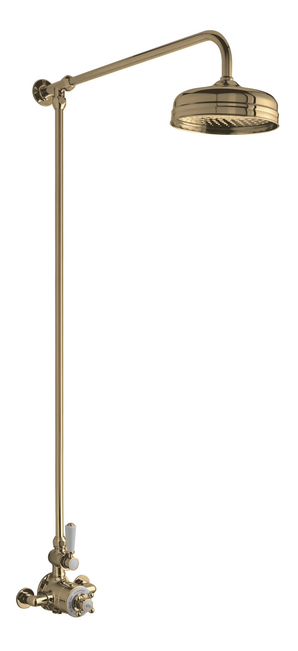 HR Shower Kits Wall Mounted Thermostatic Shower Valve & Kit Brushed Brass