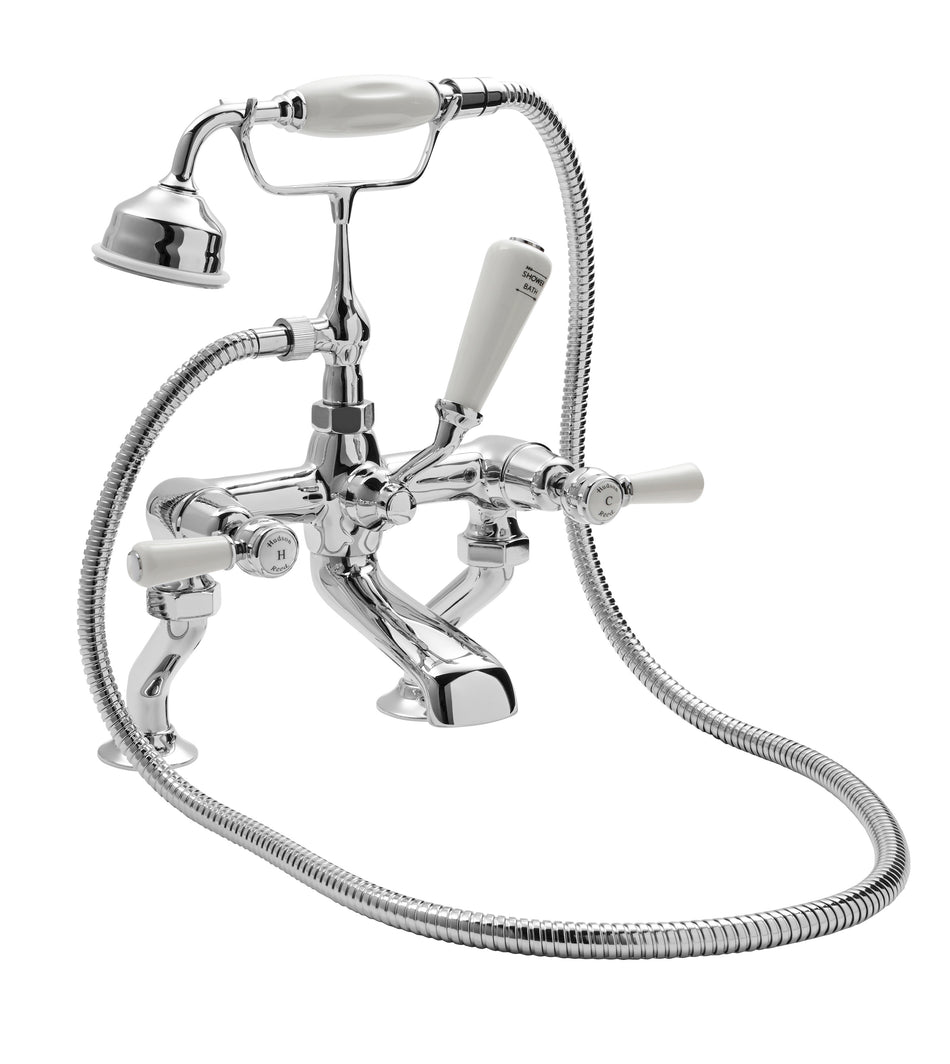HR White Topaz With Lever Handle Deck Mounted Bath Shower Mixer