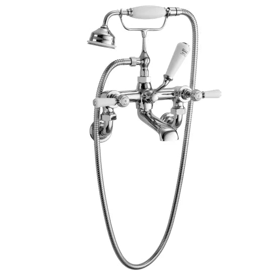 HR White Topaz With Lever Handle Wall Mounted Bath Shower Mixer