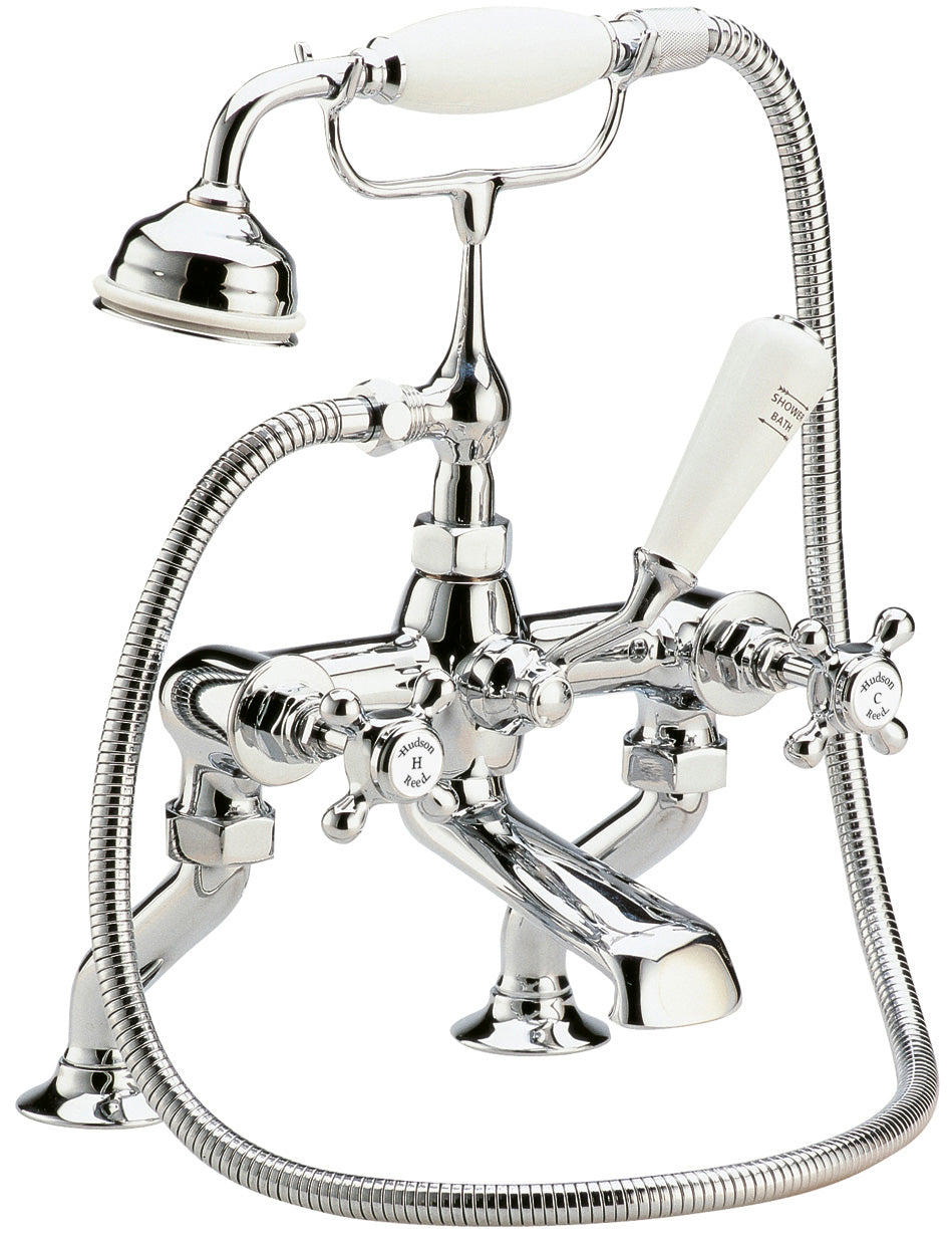 HR White Topaz With Crosshead Handle Deck Mounted Bath Shower Mixer
