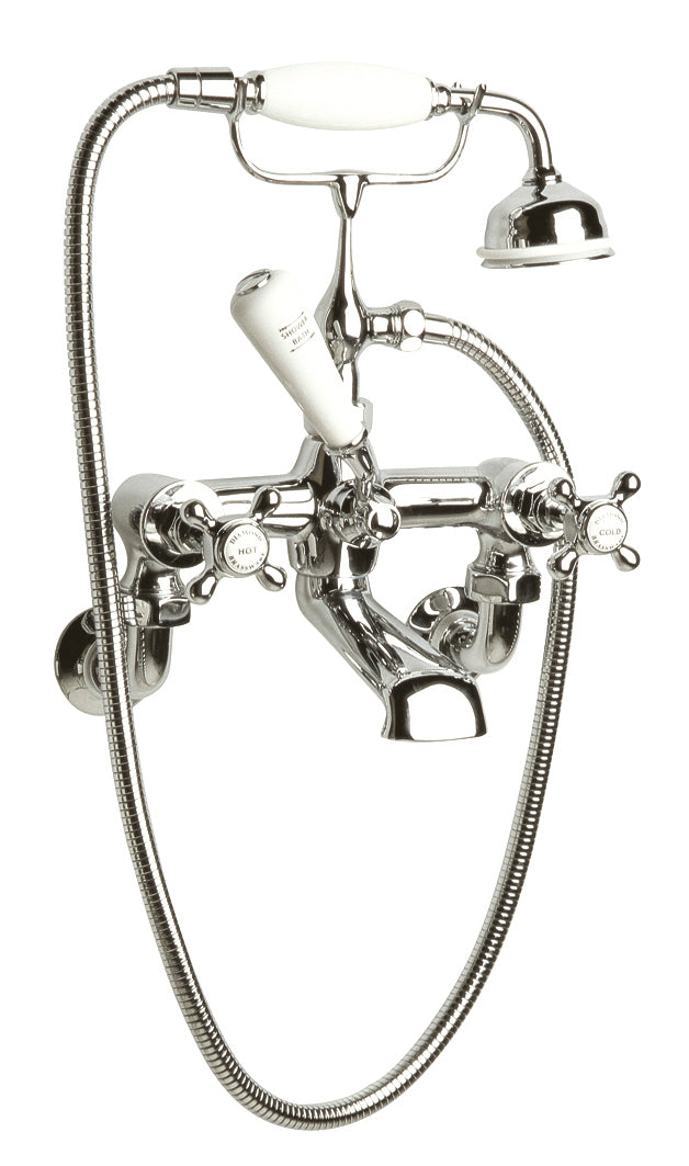 HR White Topaz With Crosshead Handle Wall Mounted Bath Shower Mixer