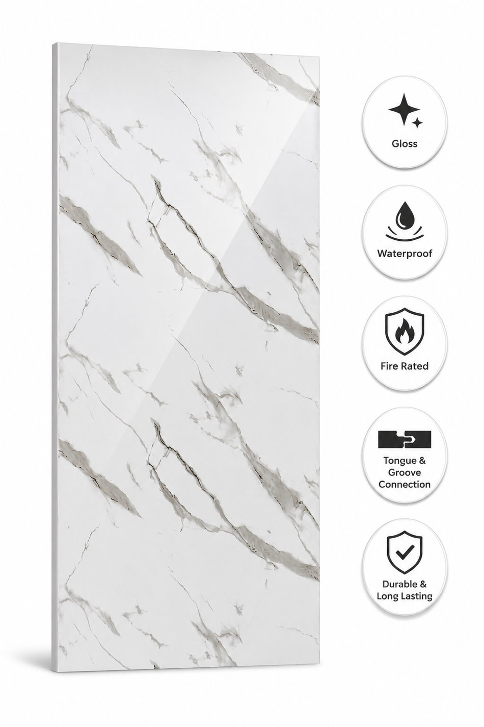 Calacatta Gloss PVC Panel - 2400 x 1000 x 10mm