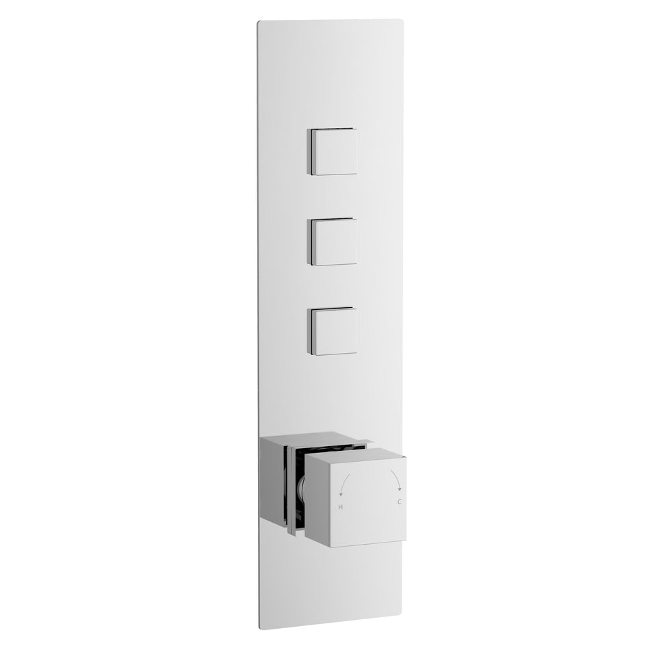Square Showers Square Push Button Valve - Three Outlet
