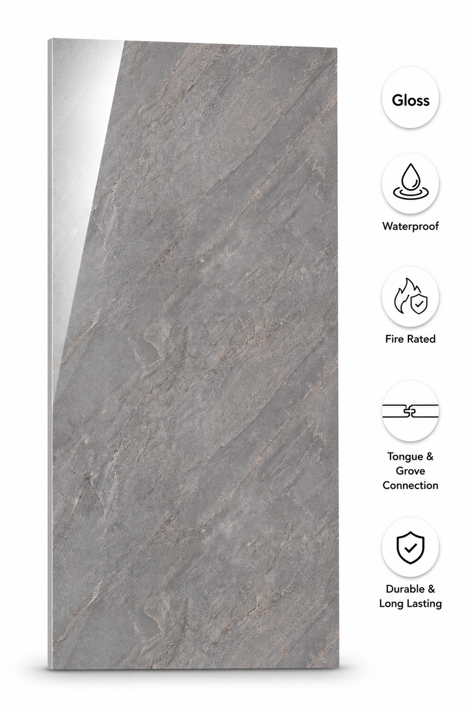 Dark Marble Gloss 2400 x 1000 x 10mm PVC Wall Panel