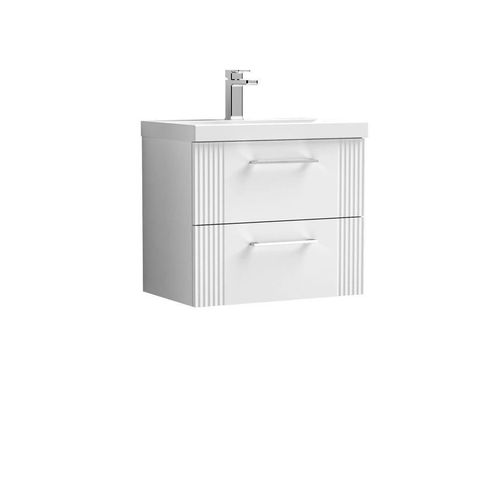 Deco 600mm Wall Hung 2-Drawer Vanity & Mid-Edge Basin - Mersey Bathrooms Ltd