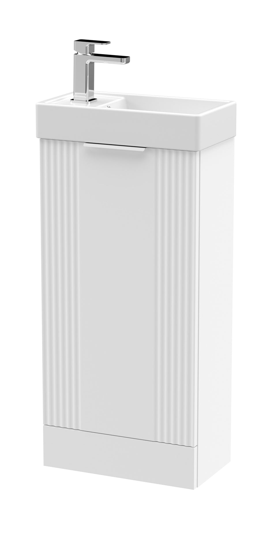 Deco Compact Floor Standing 1 Door Vanity Basin Unit & Ceramic Basin, 400mm - Mersey Bathrooms Ltd