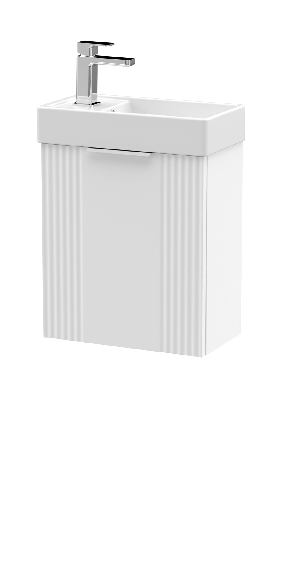 Deco Compact Wall Hung 1 Door Vanity Basin Unit & Ceramic Basin, 400mm - Mersey Bathrooms Ltd