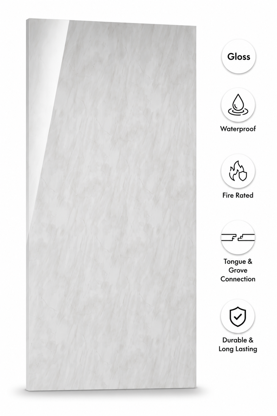 Light Grey Marble Gloss 2400 x 1000 x 10mm PVC Wall Panel