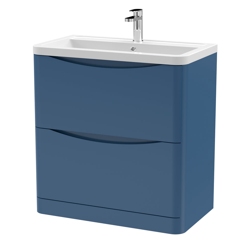 Lunar Floor Standing 2 Drawer Unit & Ceramic Basin, 800mm - Mersey Bathrooms Ltd