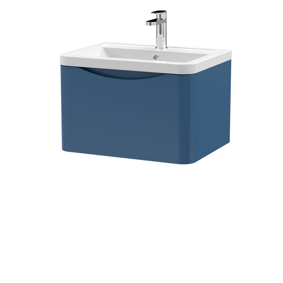 Lunar Wall Hung 1 Drawer Unit & Ceramic Basin, 600mm - Mersey Bathrooms Ltd