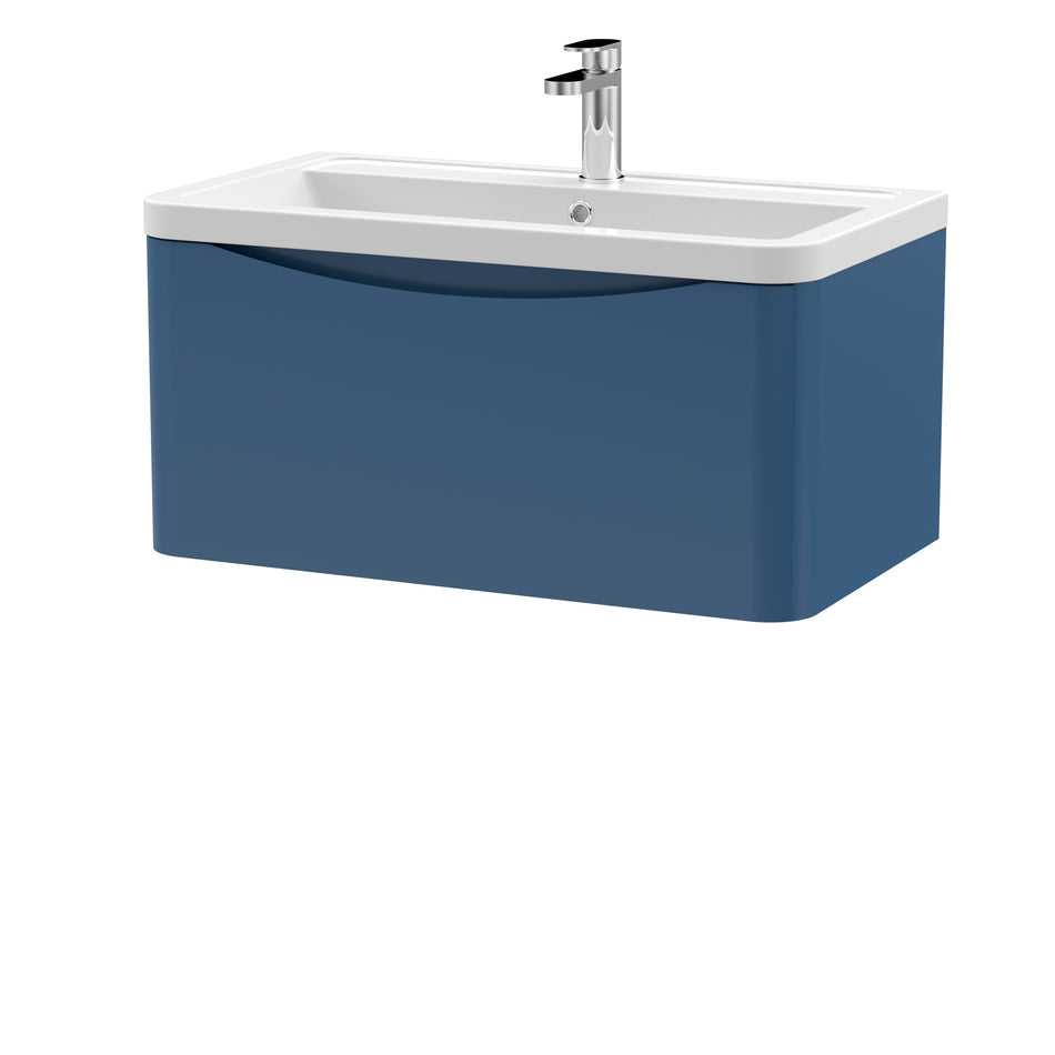 Lunar Wall Hung 1 Drawer Unit & Ceramic Basin, 800mm - Mersey Bathrooms Ltd