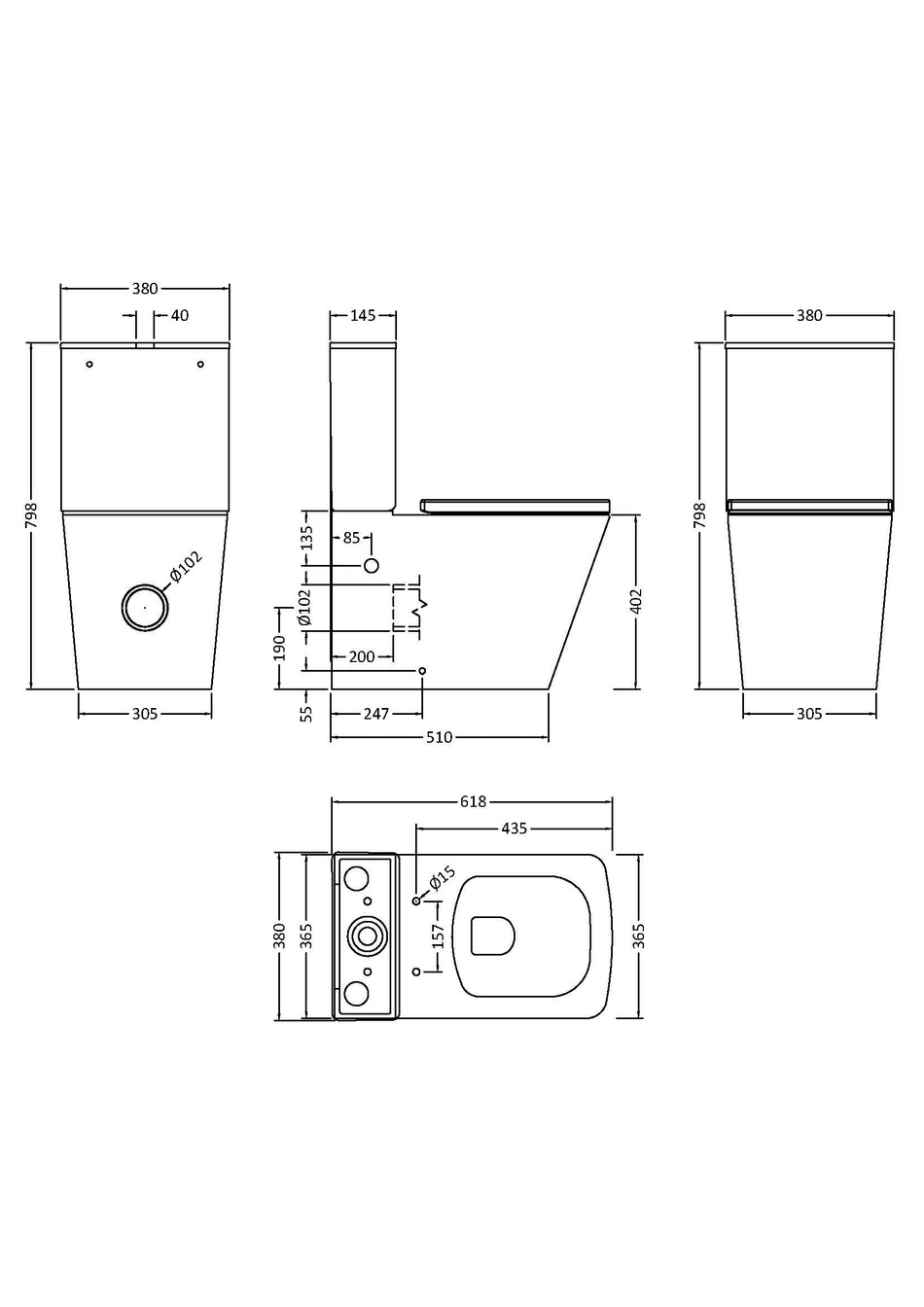 Ava Flush Rimless Toilet Pan, Cistern & Soft Close Seat – Mersey ...