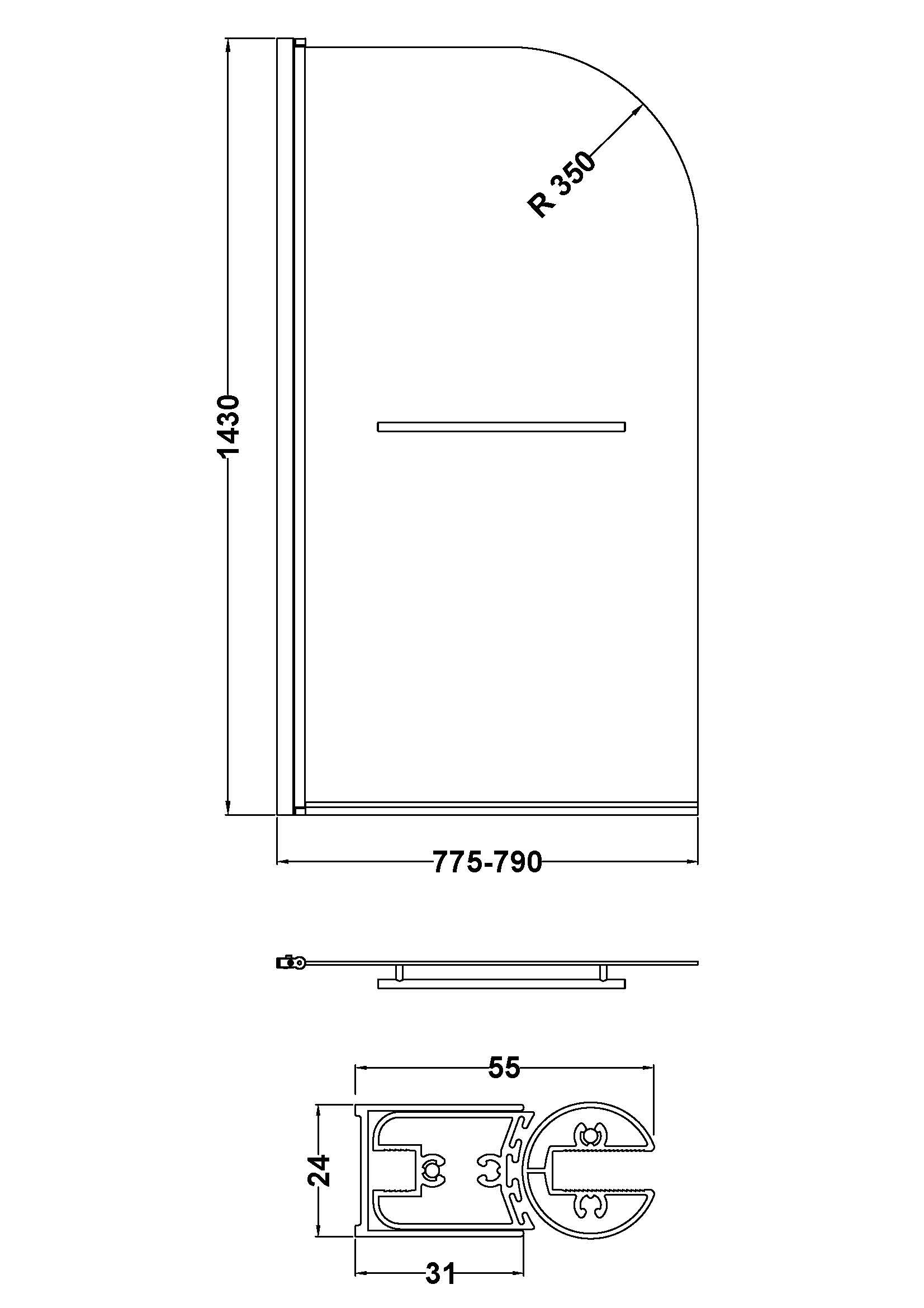 Round Bath Screen With Rail – Mersey Bathrooms Ltd