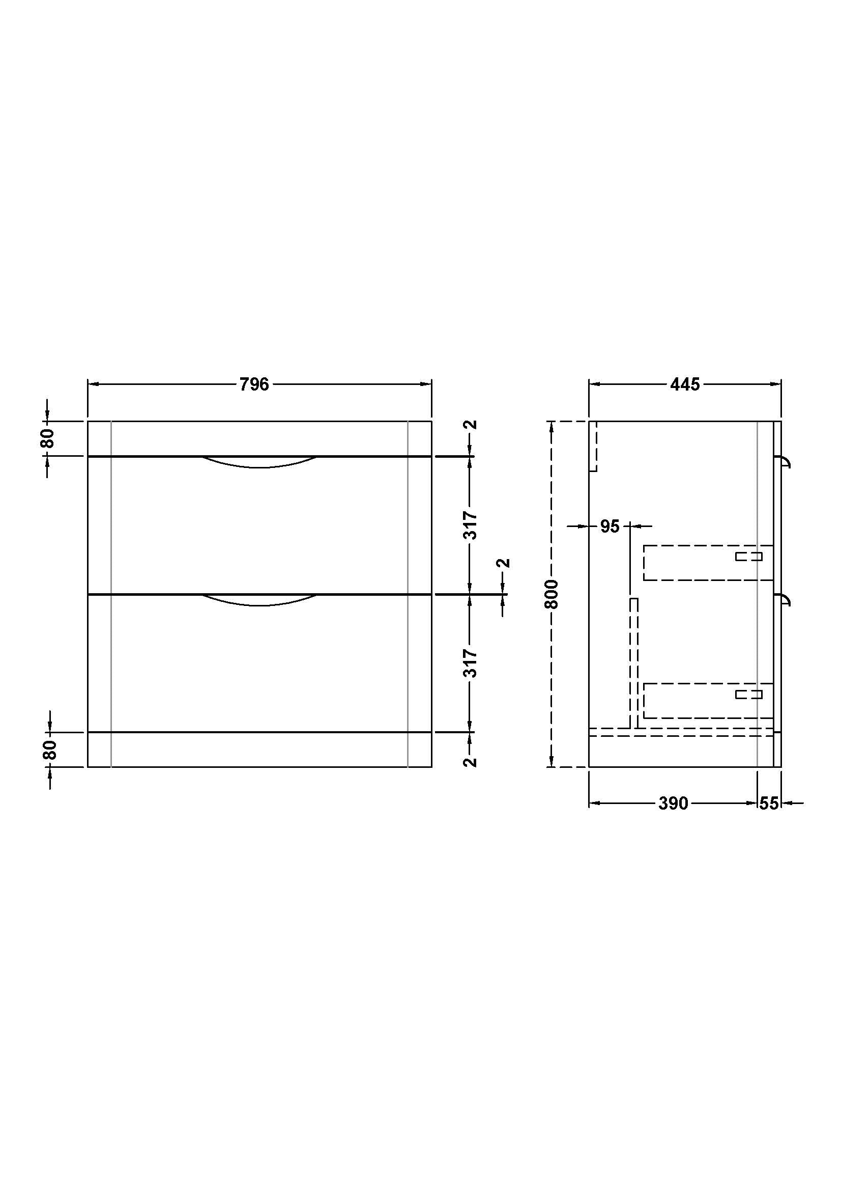 Parade Floor Standing 2 Drawer Basin Unit 800mm - Mersey Bathrooms Ltd