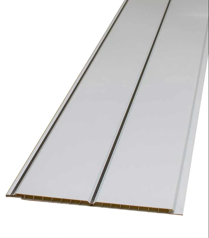 White Gloss 2 Chrome PVC Ceiling Panel 2700 x 250 x 8 mm
